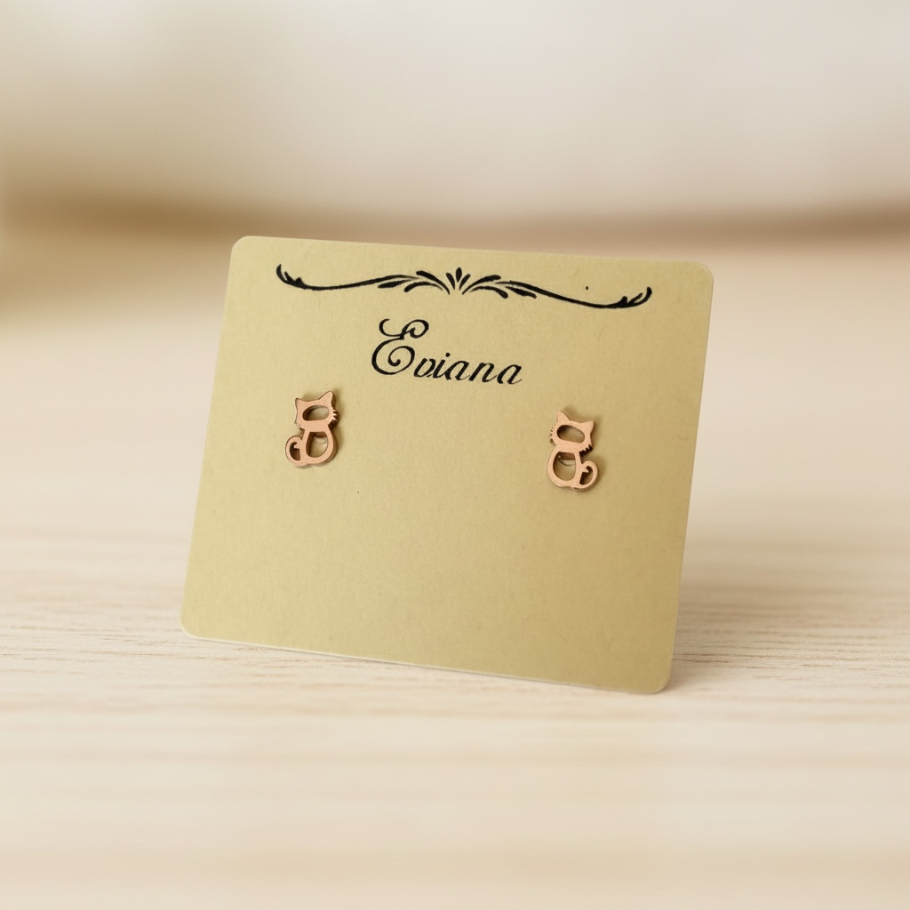 Cute Stainless Steel Animal Stud Earrings- Kitten