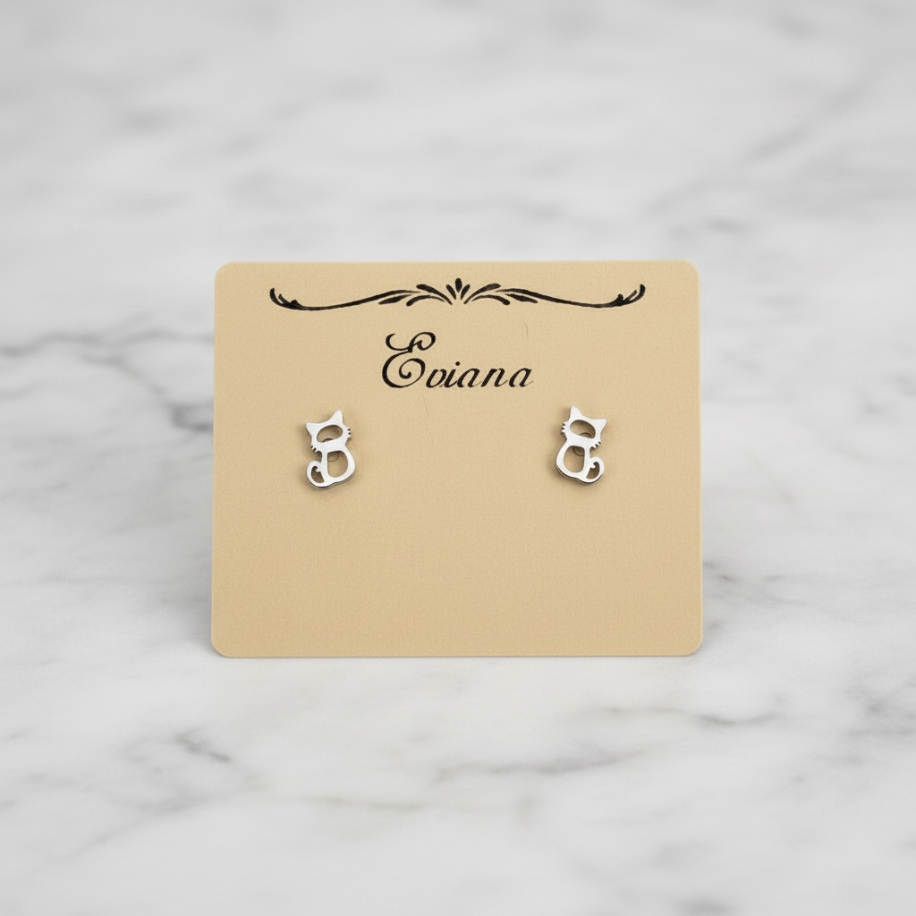 Cute Stainless Steel Animal Stud Earrings- Kitten