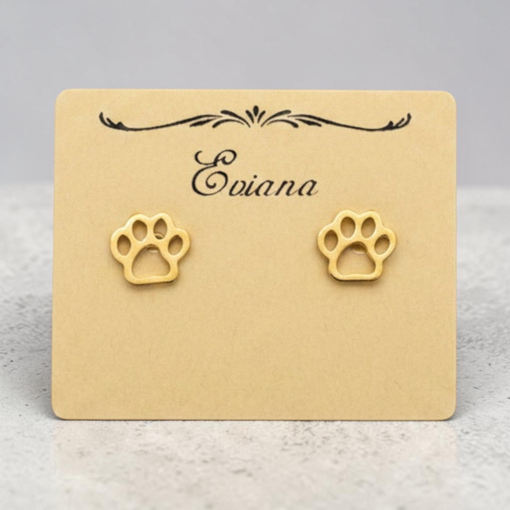Cute Stainless Steel Animal Stud Earrings-Paw Print