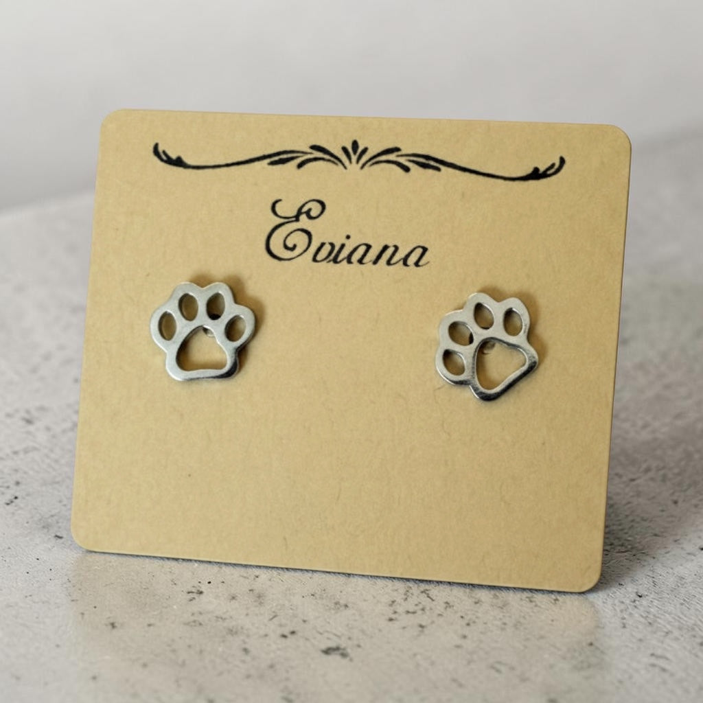 Cute Stainless Steel Animal Stud Earrings-Paw Print