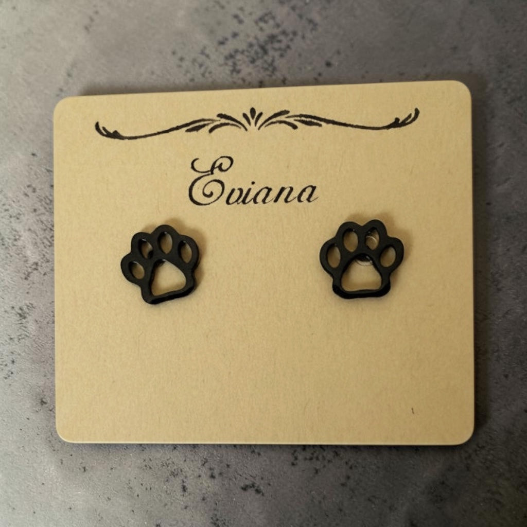 Cute Stainless Steel Animal Stud Earrings-Paw Print