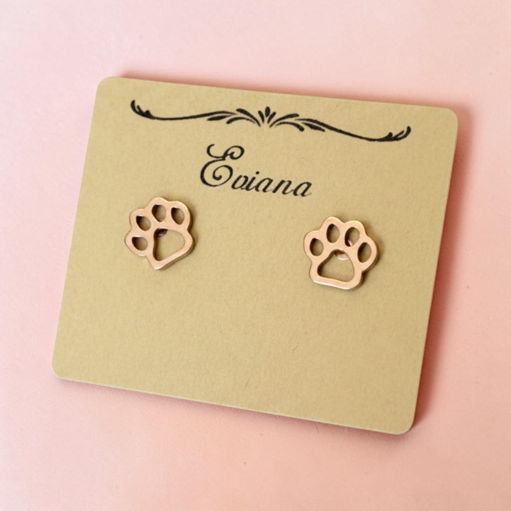 Cute Stainless Steel Animal Stud Earrings-Paw Print