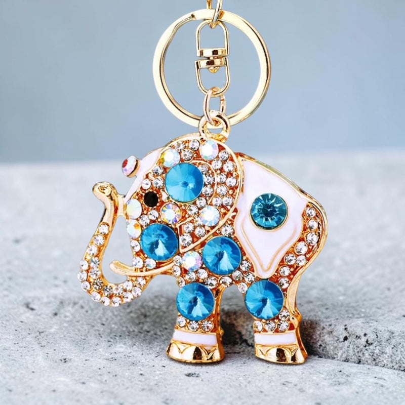 Crystal Rhinestone Elephant Keychain