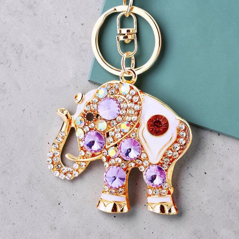Crystal Rhinestone Elephant Keychain
