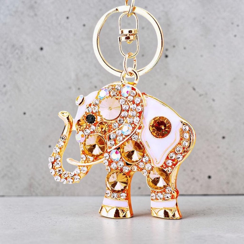 Crystal Rhinestone Elephant Keychain