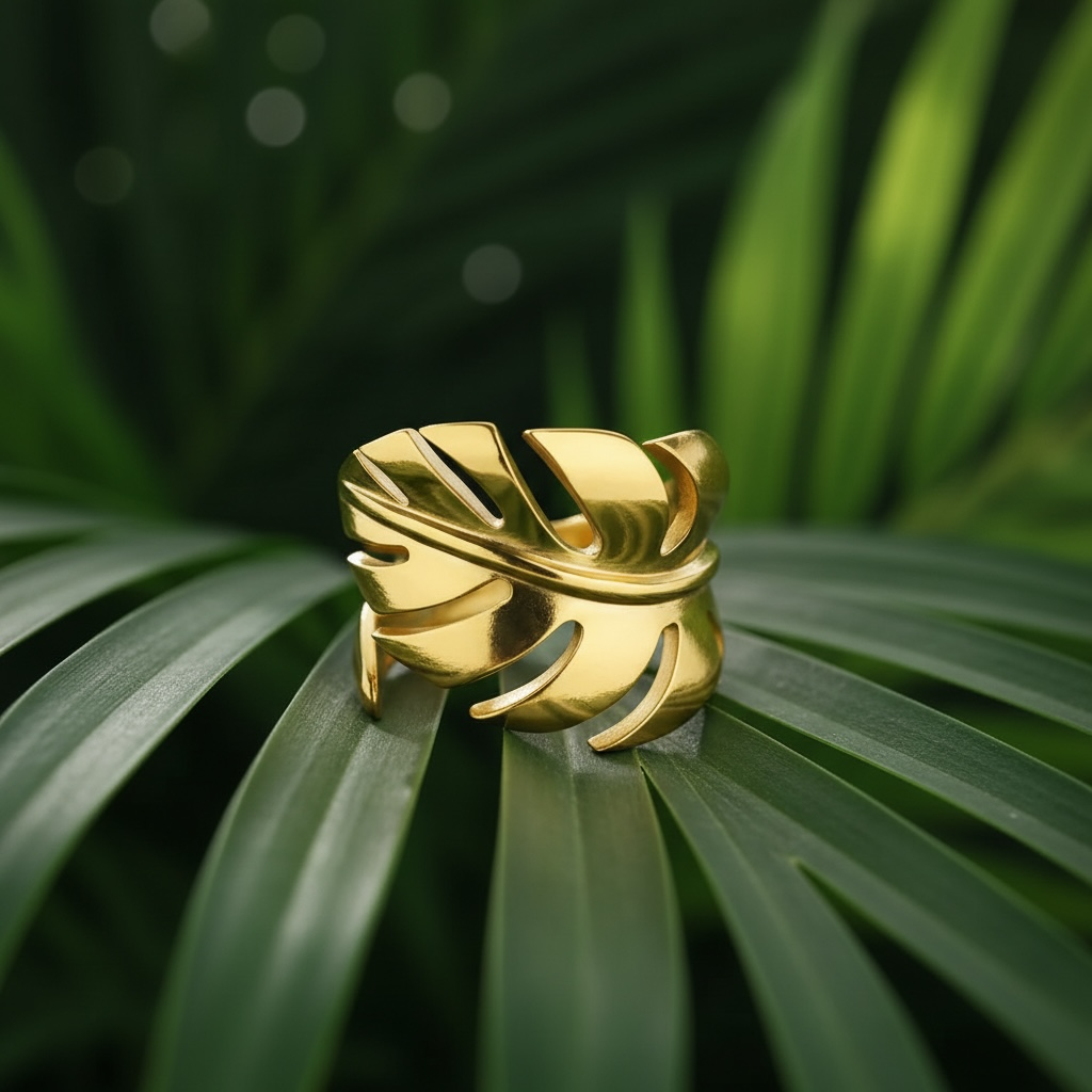 Adjustable Ring- Monstera Leaf