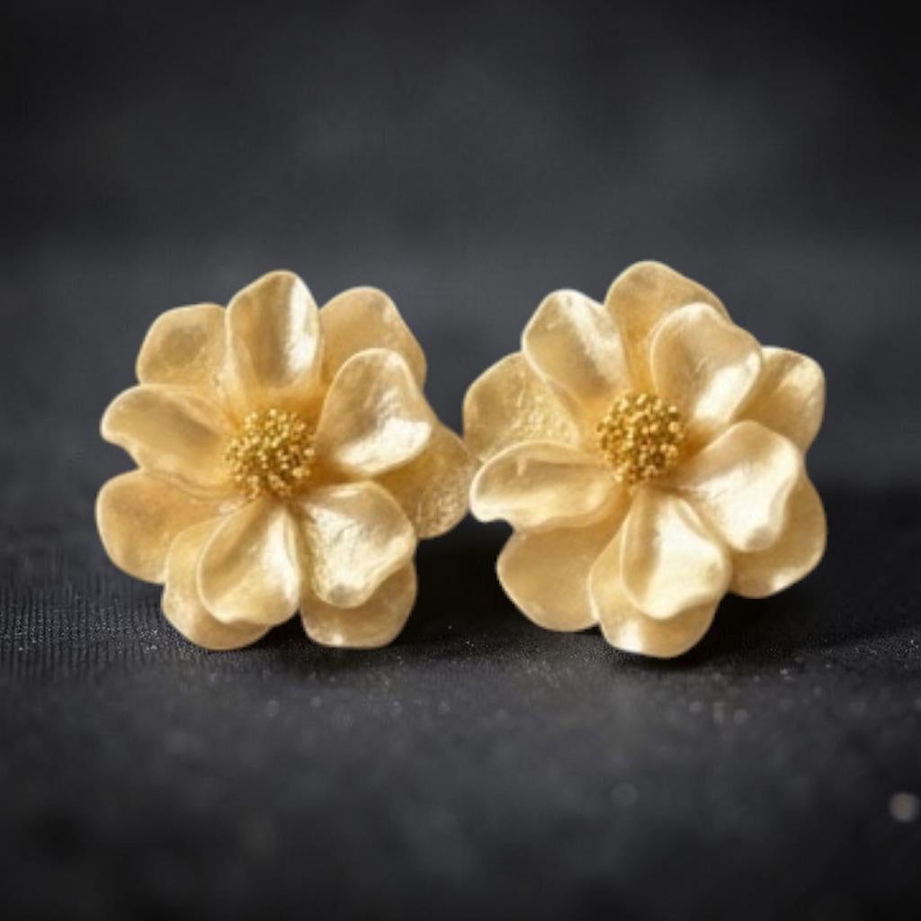 Beige Aurora Camellia Earrings