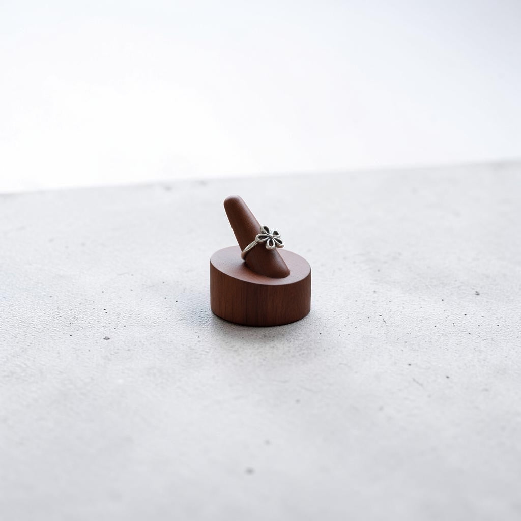 Open ring-Silver with Antique Finish- Small Flower