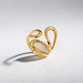 Irregular Geometric Shell Inlay Open Adjustable Ring
