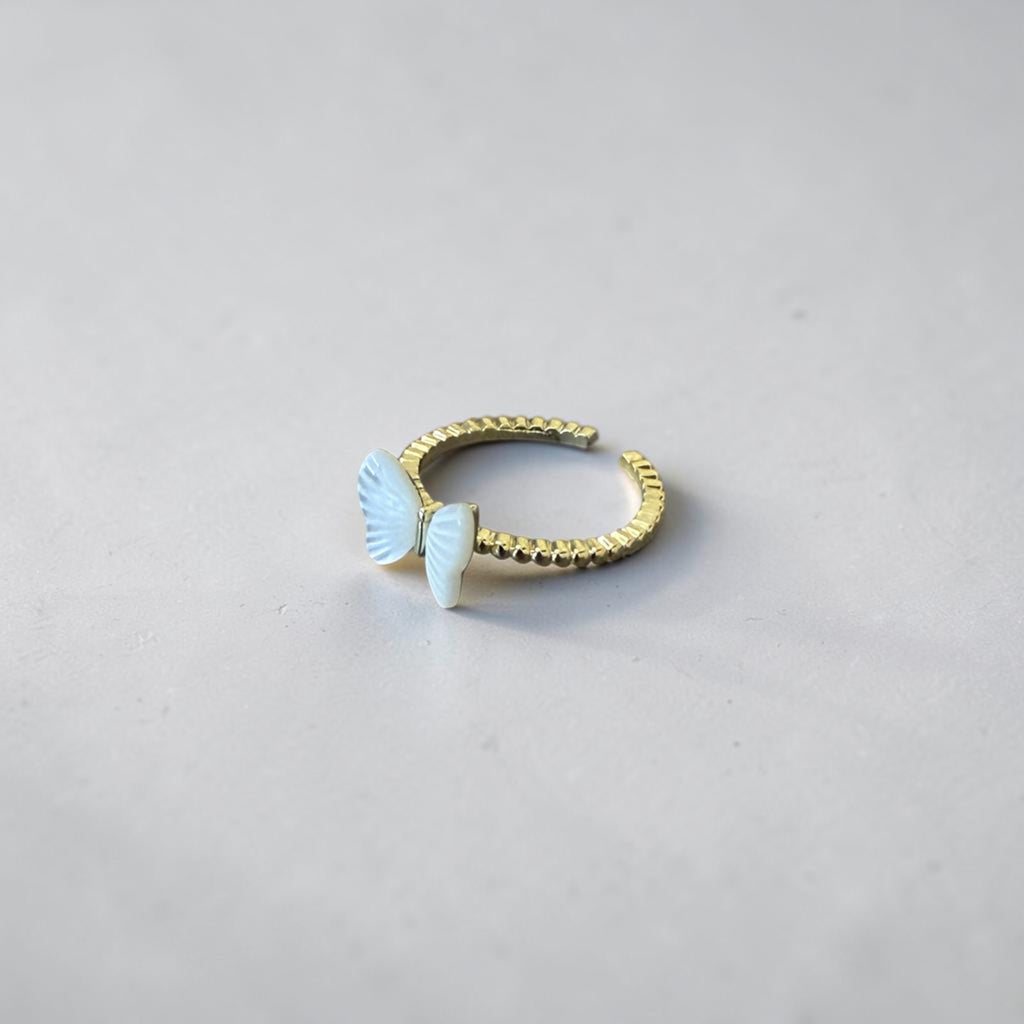 White Butterfly Ring