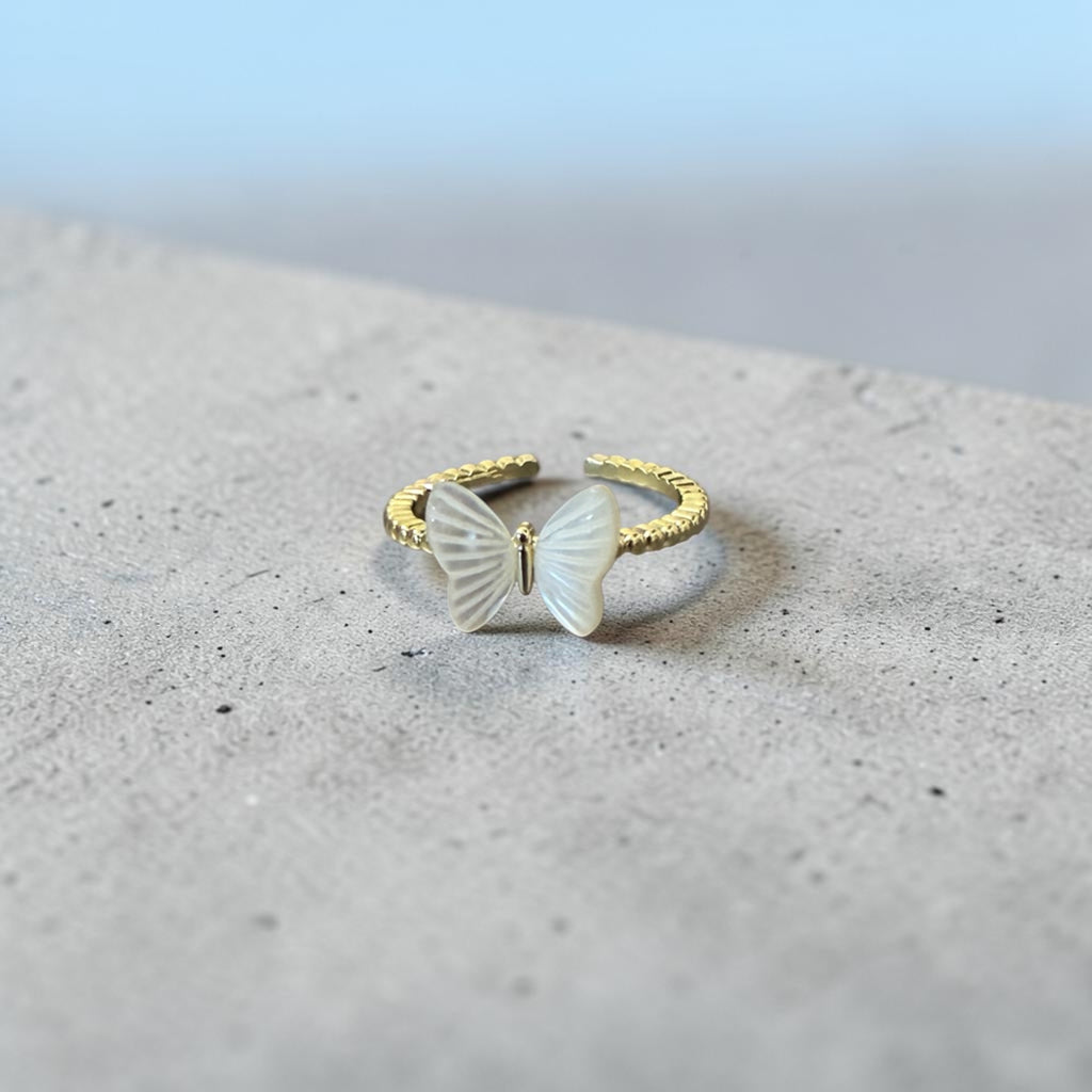 White Butterfly Ring