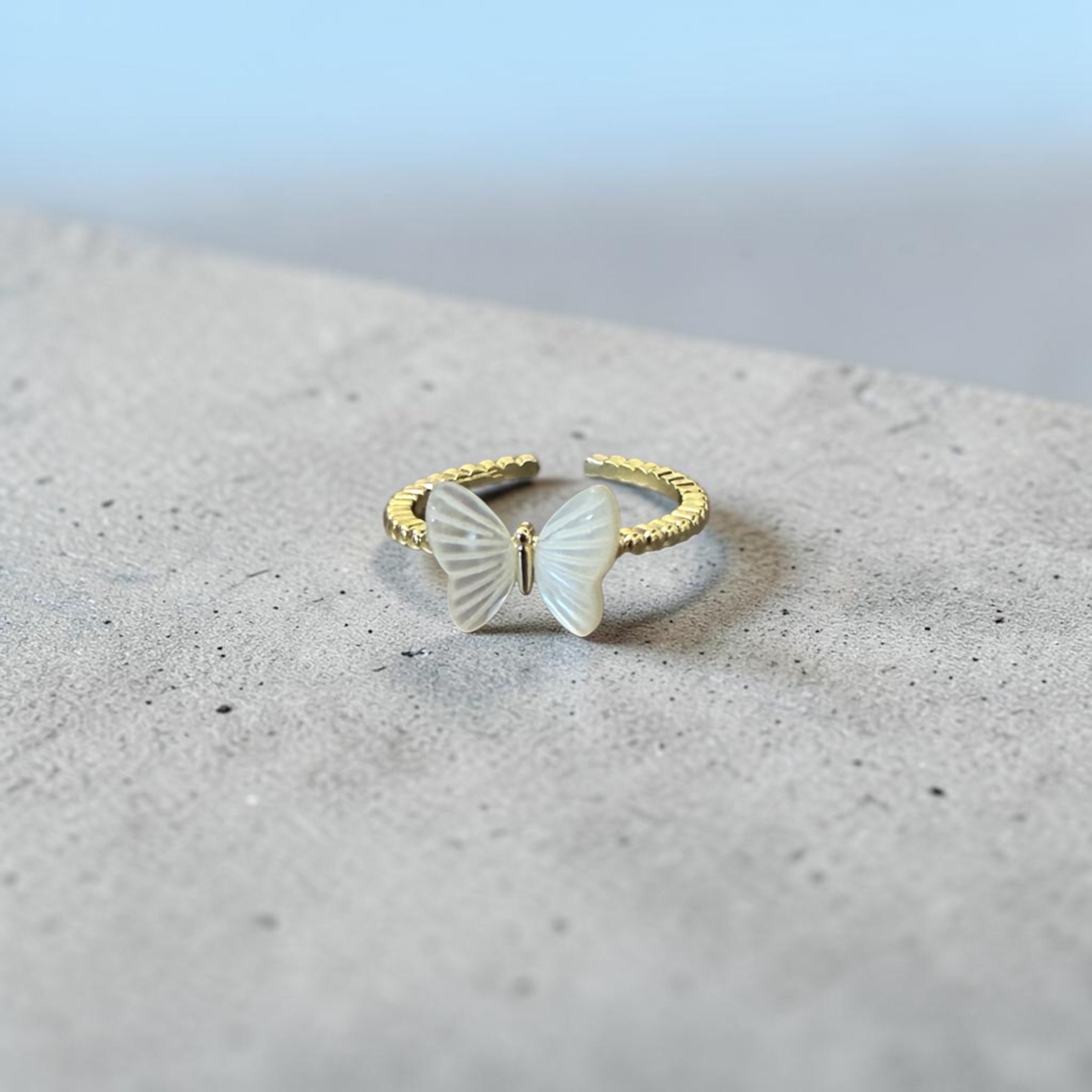 White Butterfly Ring
