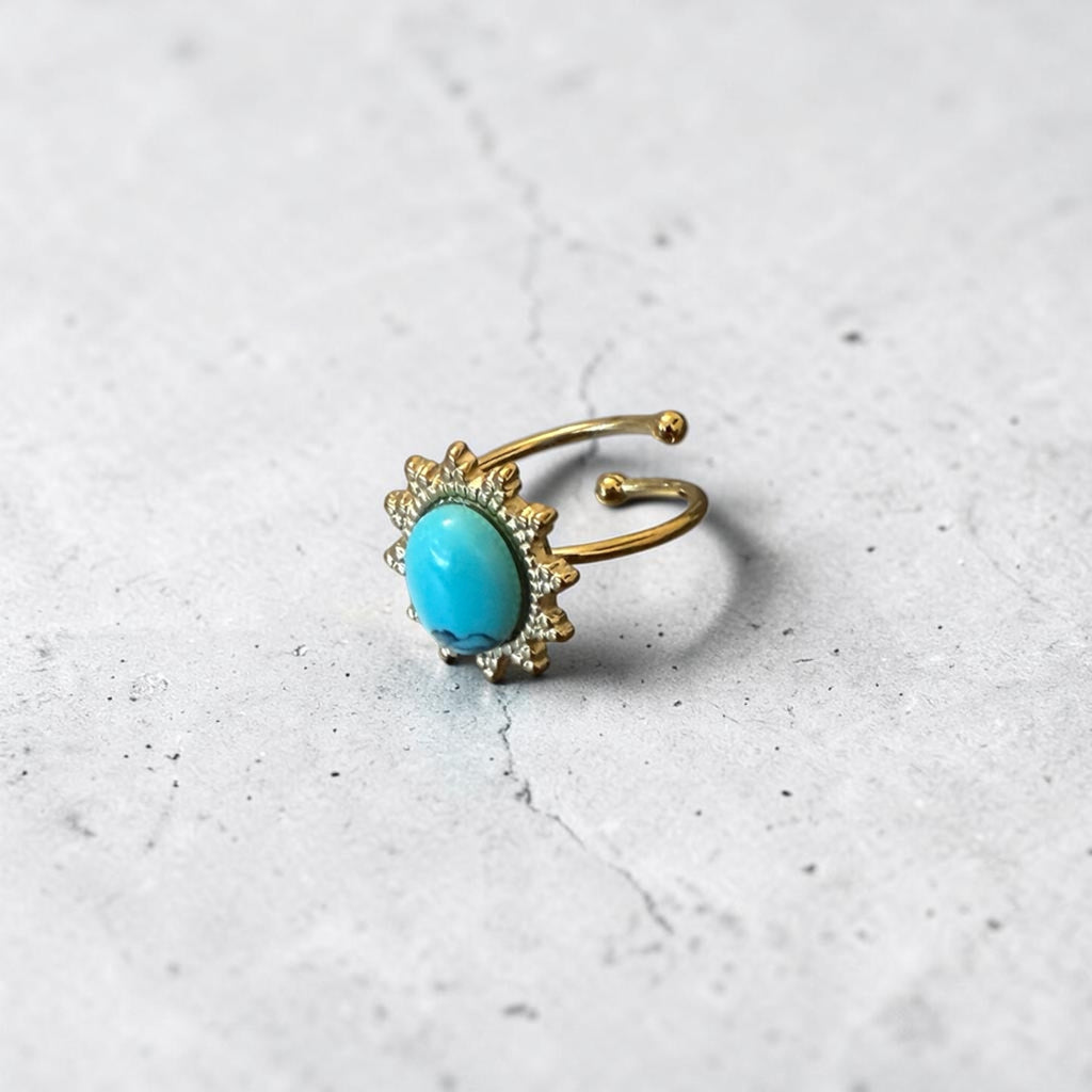 Vintage Turquoise Flower Ring