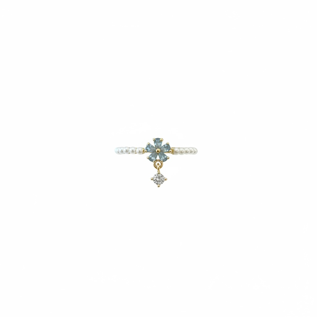 Flower Open Ring with Rhinestone