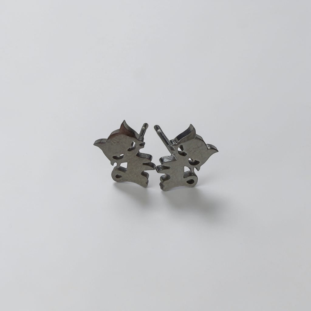 Cute Stainless Steel Animal Stud Earrings-Silver Cat