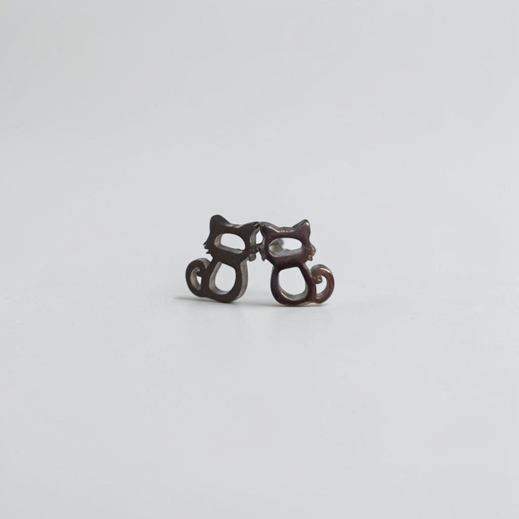 Cute Stainless Steel Animal Stud Earrings- Kitten
