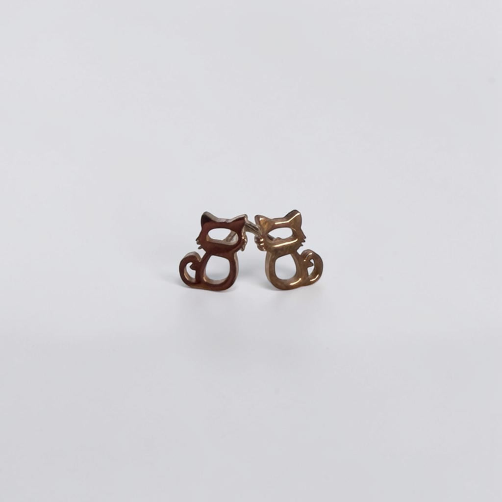 Cute Stainless Steel Animal Stud Earrings- Kitten