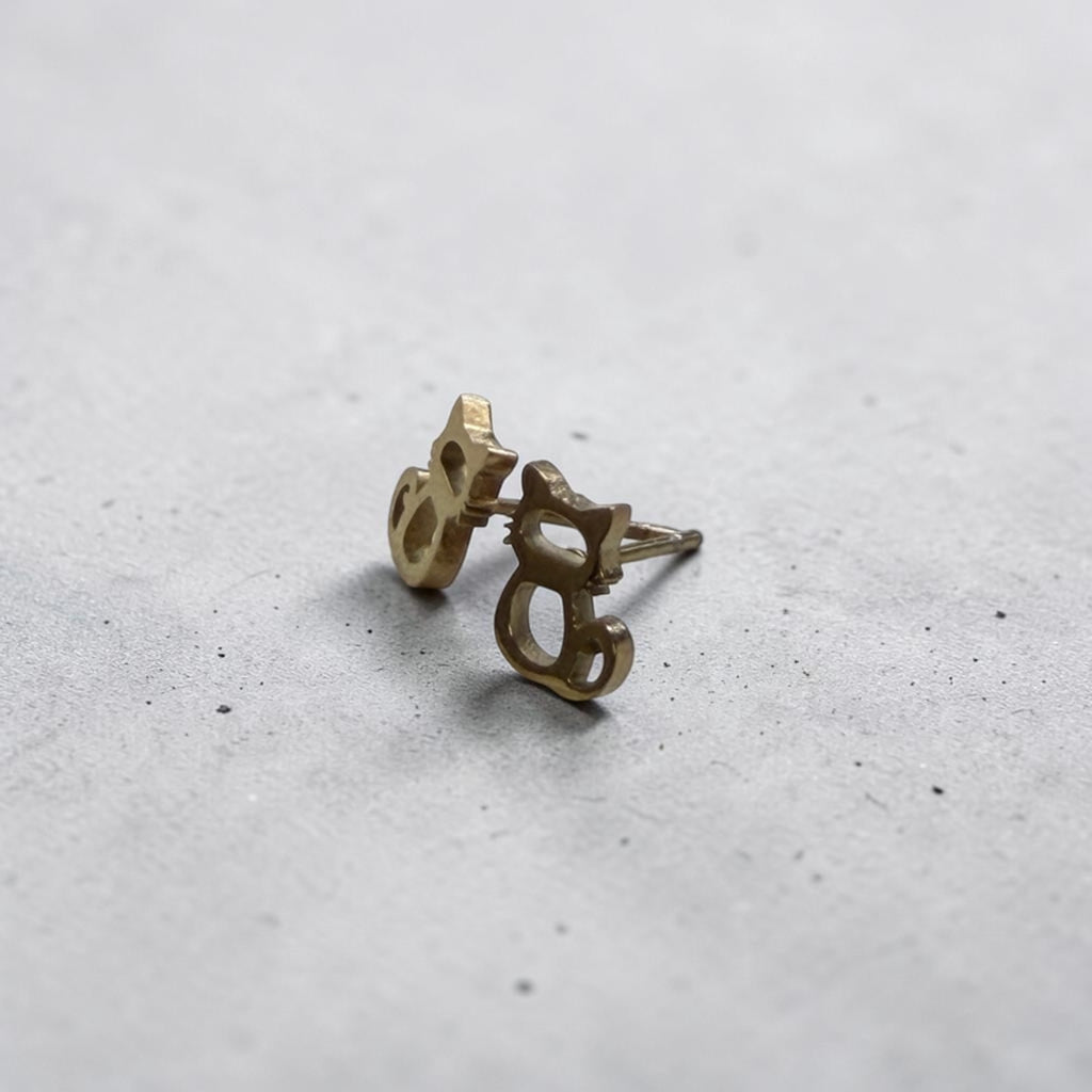 Cute Stainless Steel Animal Stud Earrings- Kitten