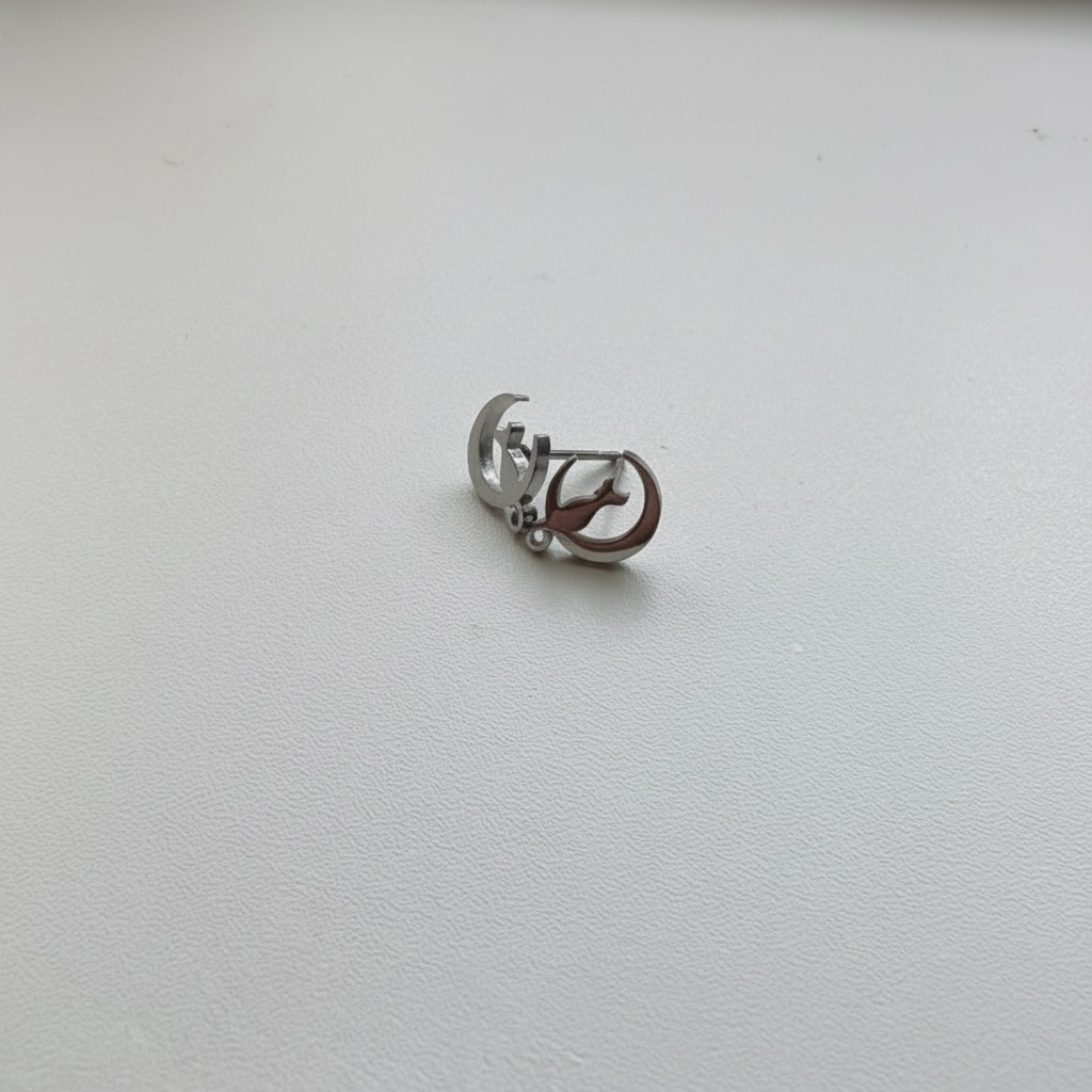 Cute Stainless Steel Animal Stud Earrings-Silver Cat On A Moon