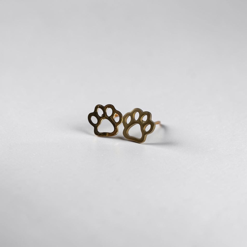 Cute Stainless Steel Animal Stud Earrings-Paw Print