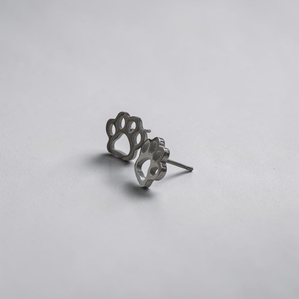 Cute Stainless Steel Animal Stud Earrings-Paw Print