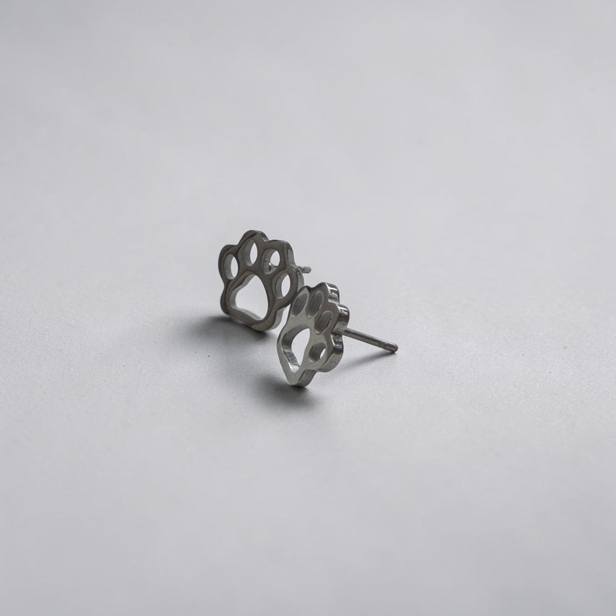 Cute Stainless Steel Animal Stud Earrings-Paw Print