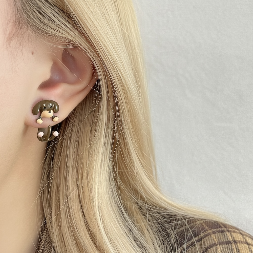 Hanging Dachshund Dog Earrings
