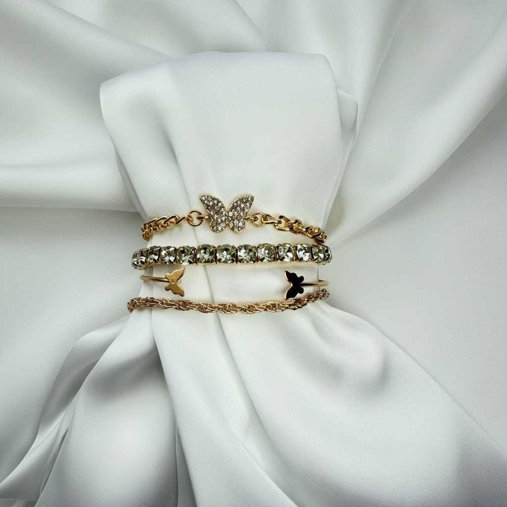 Gem Butterfly Bracelet Set