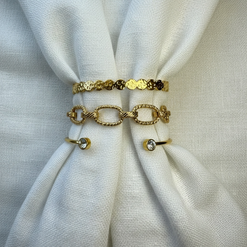 Gold Chain Bracelet Set