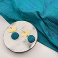 Crescent earrings. Petrol