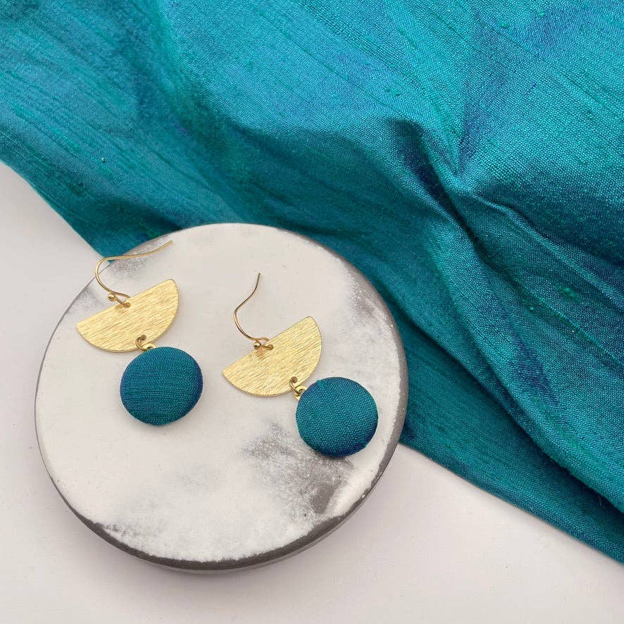 Crescent earrings. Petrol