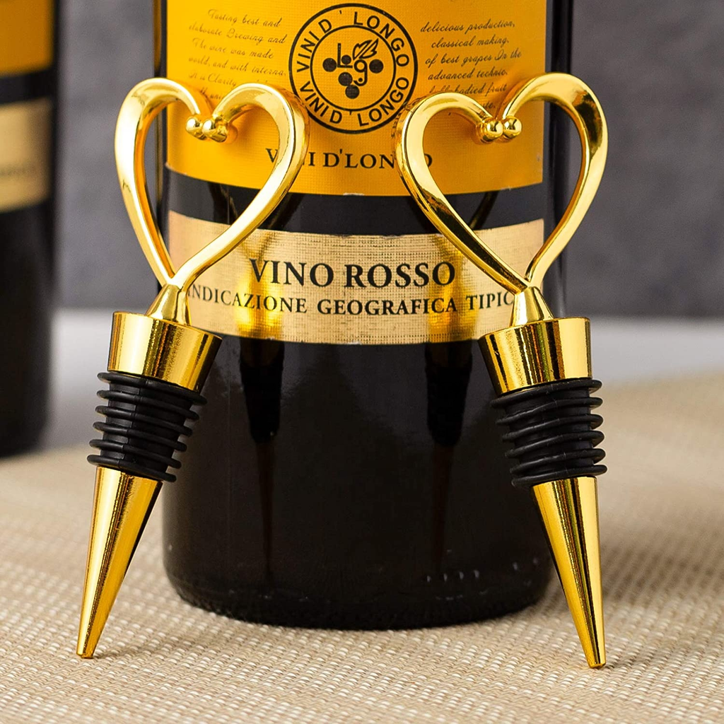 Bottle Stopper - Heart - Gold