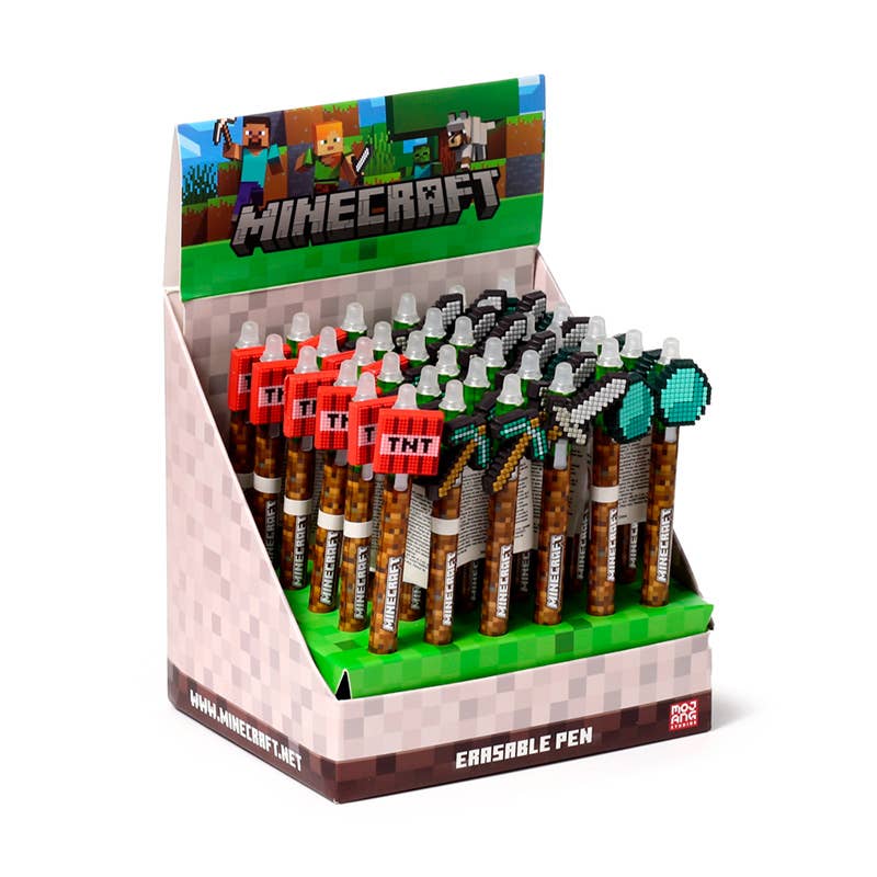 Inkredible Erasable Pen with Minecraft Tools Silicone Topper