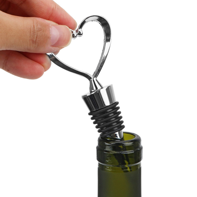 Bottle Stopper - Heart - Gold