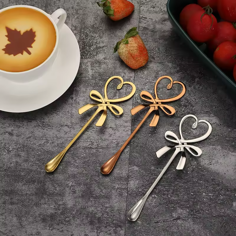 Heart Stirrer with Bow Knot - For Tea or Coffee