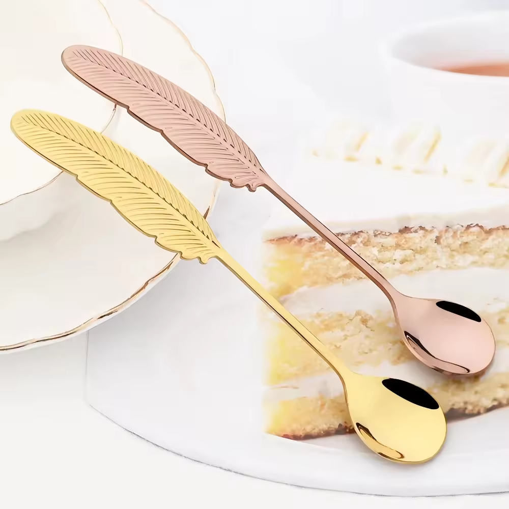 Feather Spoon - For Tea, Coffee, Dessert: Silver