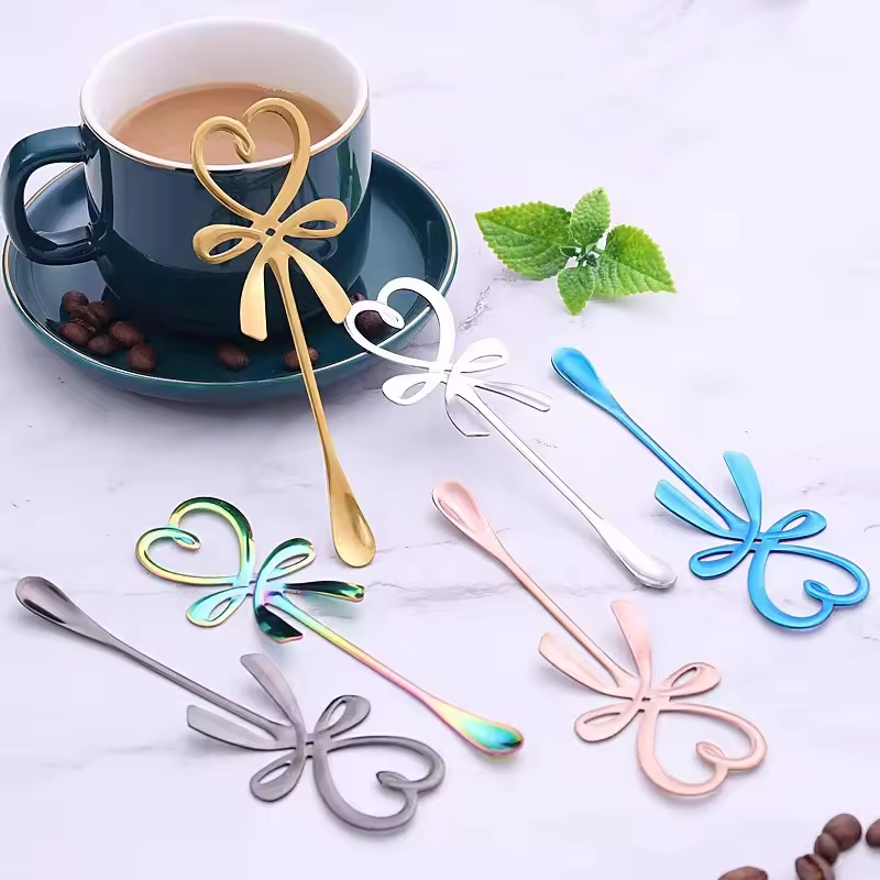 Heart Stirrer with Bow Knot - For Tea or Coffee