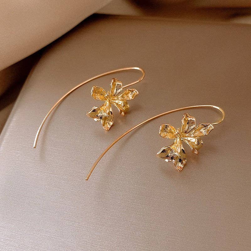 Fashion Metal Flower Earrings-GOLD