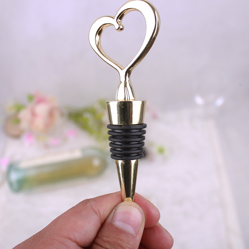 Bottle Stopper - Heart - Gold