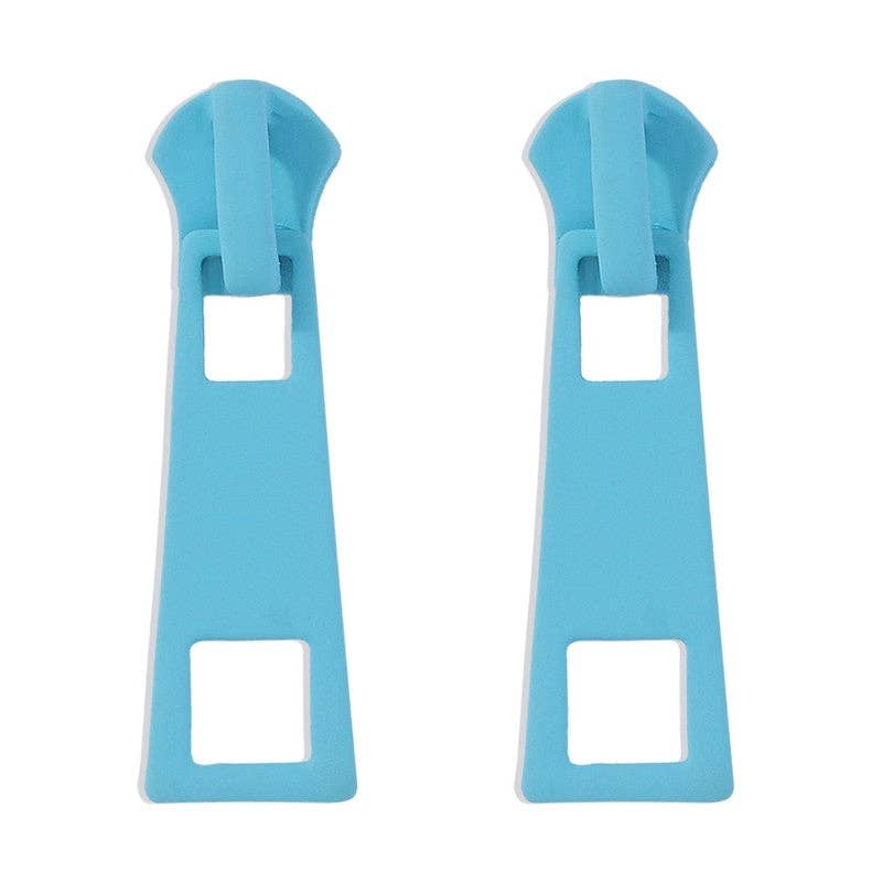 Minimalist Zipper Design Earrings: BLUE