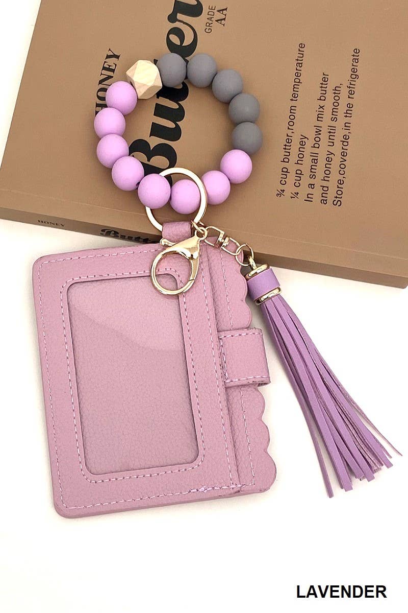 Beaded Bracelet Keychain Card Holder Wallet-LAVENDER