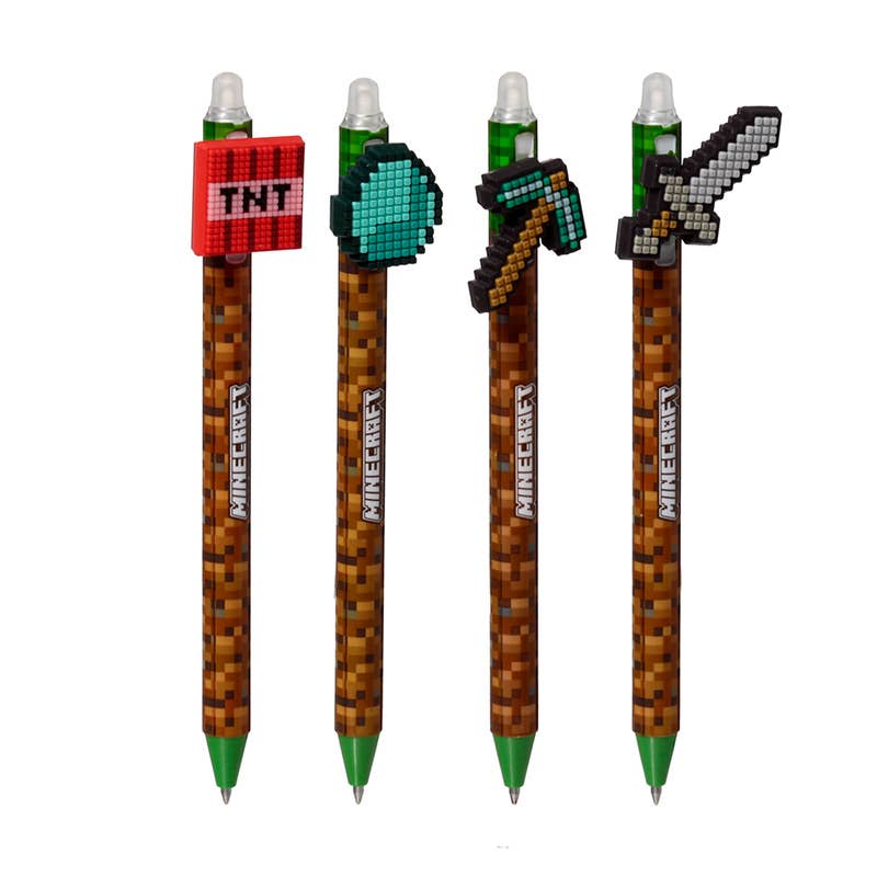 Inkredible Erasable Pen with Minecraft Tools Silicone Topper