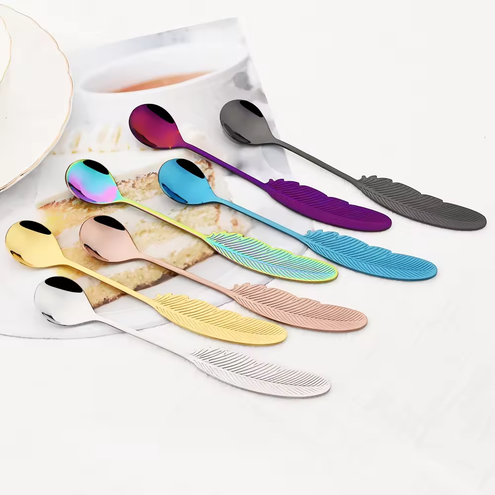 Feather Spoon - For Tea, Coffee, Dessert: Silver